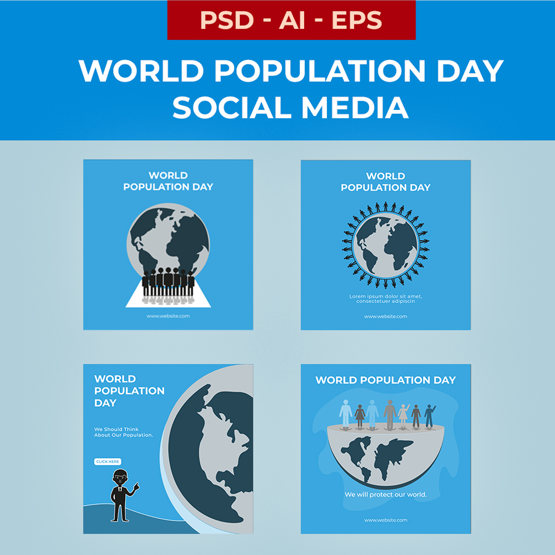 World Population Day Awareness Social Media Design preview image.