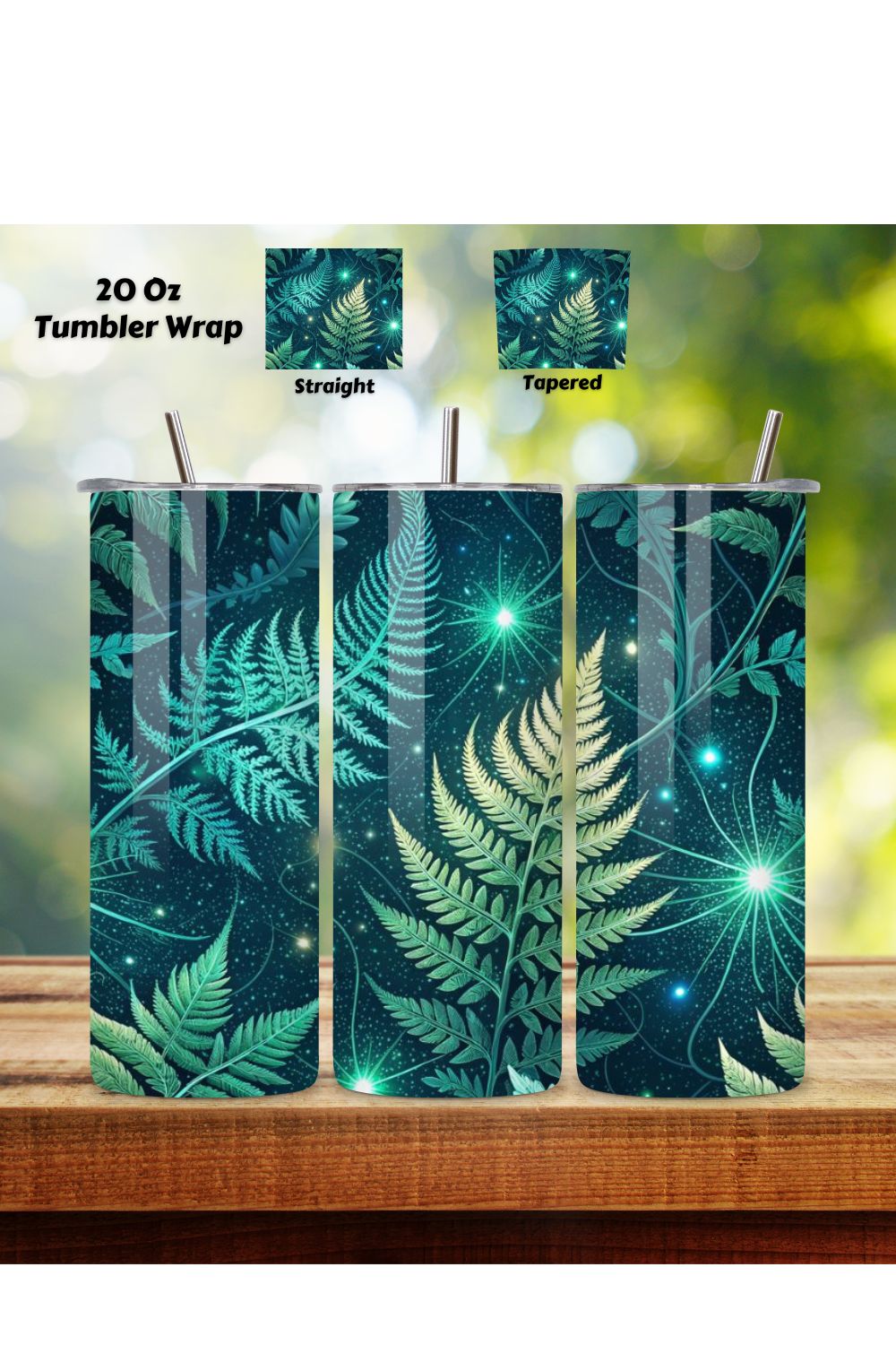 3D Digital Detox Forest Seamless Tumbler Wrap - Holographic Foliage & Neural Pathways, 20oz Skinny Sublimation Design pinterest preview image.