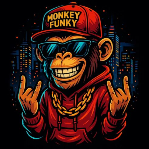 Monkey Funky T-Shirt Design cover image.