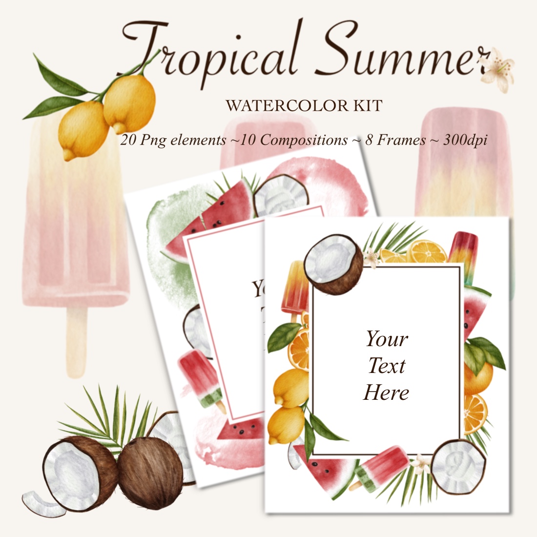 Tropical Summer Watercolor Set cover image.