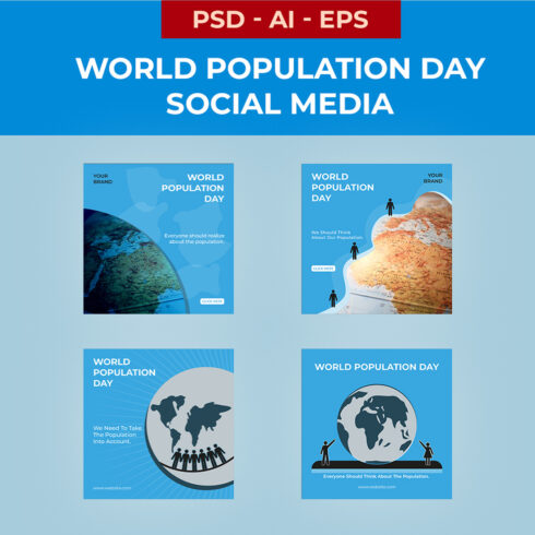 World Population Day Promoting Global Awareness Social Media Template cover image.