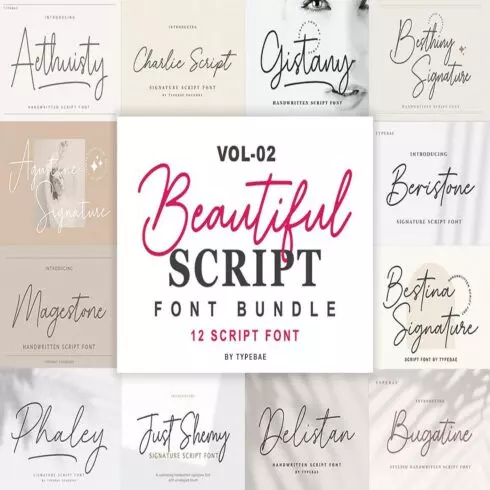 Beautiful Script Font Bundle Vol 2 cover image.