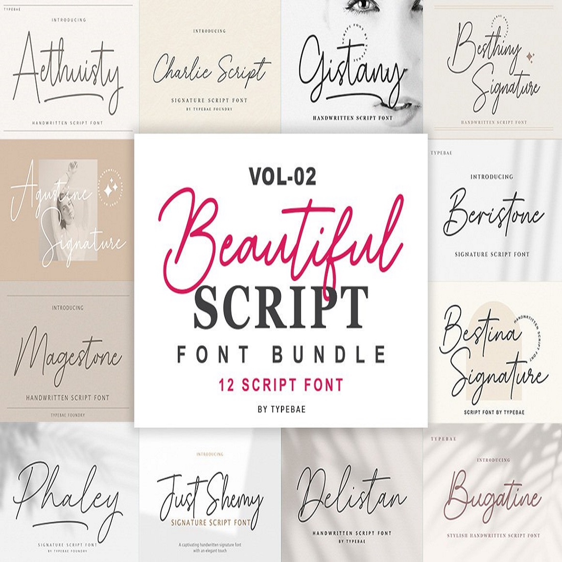 Beautiful Script Font Bundle Vol 2 cover image.