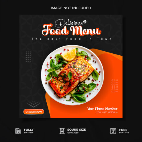 Restaurant food menu social media post design cover image.