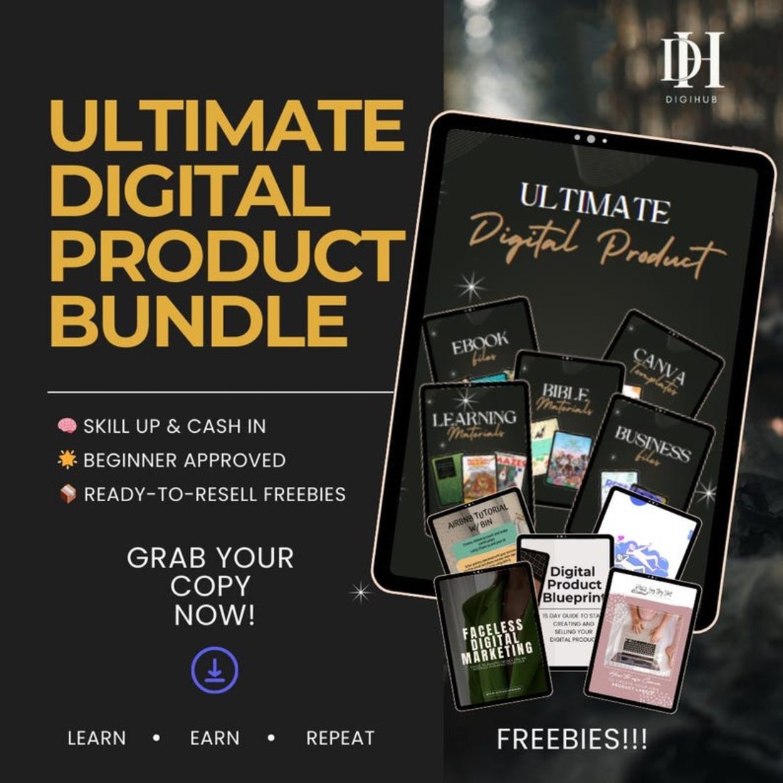 Ultimate Digital Product Bundle | Templates, Ebooks, Planners & Tools | Resell Rights | Instant Download | Editable Canva New preview image.