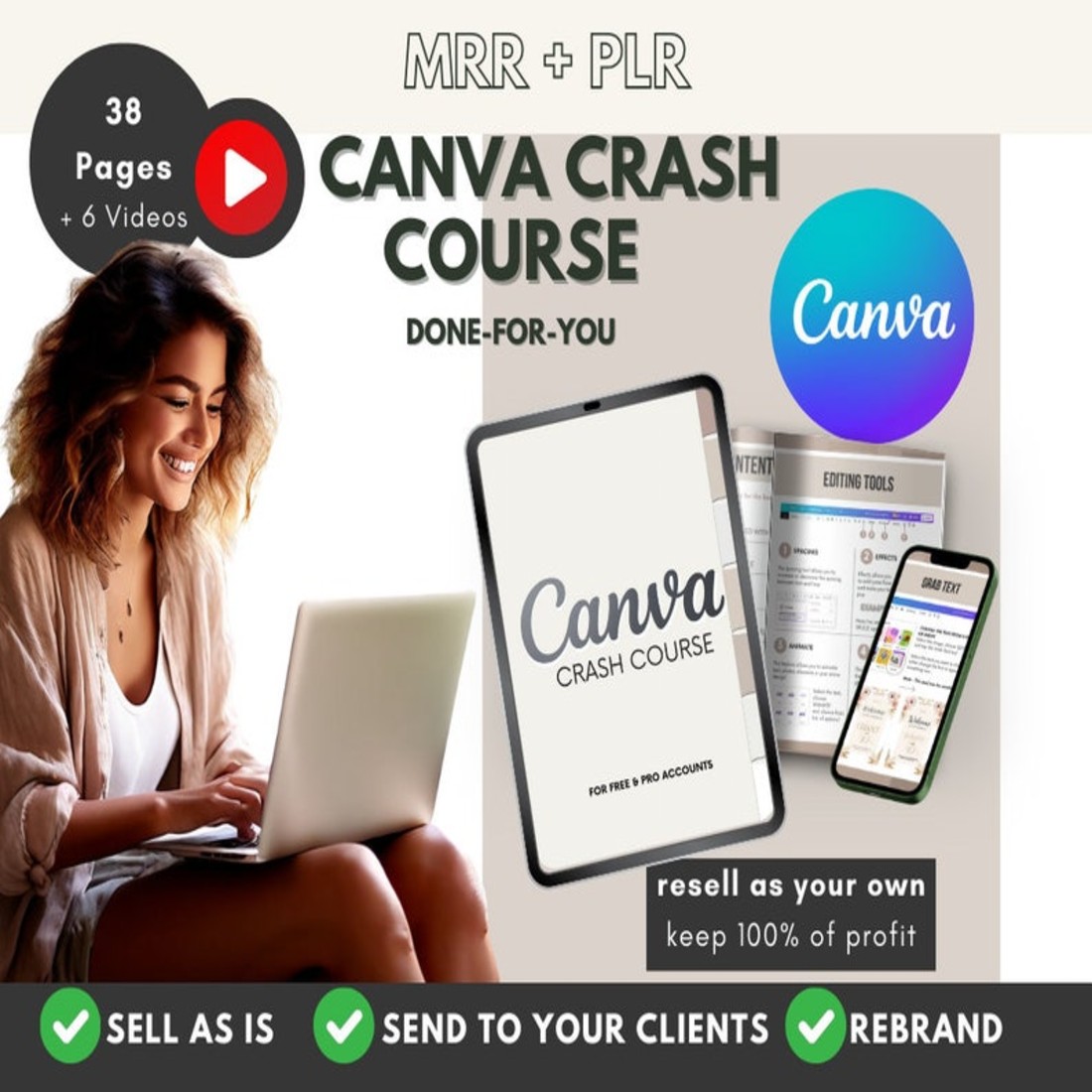 Canva Crash Course with Master Resell Rights (MRR + PLR) Including Video Tutorials | Done For You Canva Guide How To Canva Tutorial Videos new preview image.
