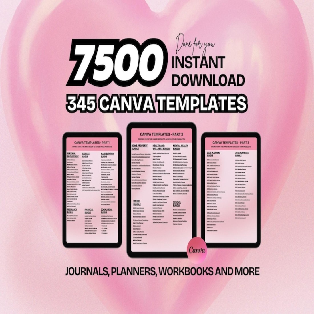 7500+ PLR MRR Digital Product Canva Templates Bundle | 2025 2026 Printable Planners Journals Trackers | Resell Rights | DFY Business Kit cover image.