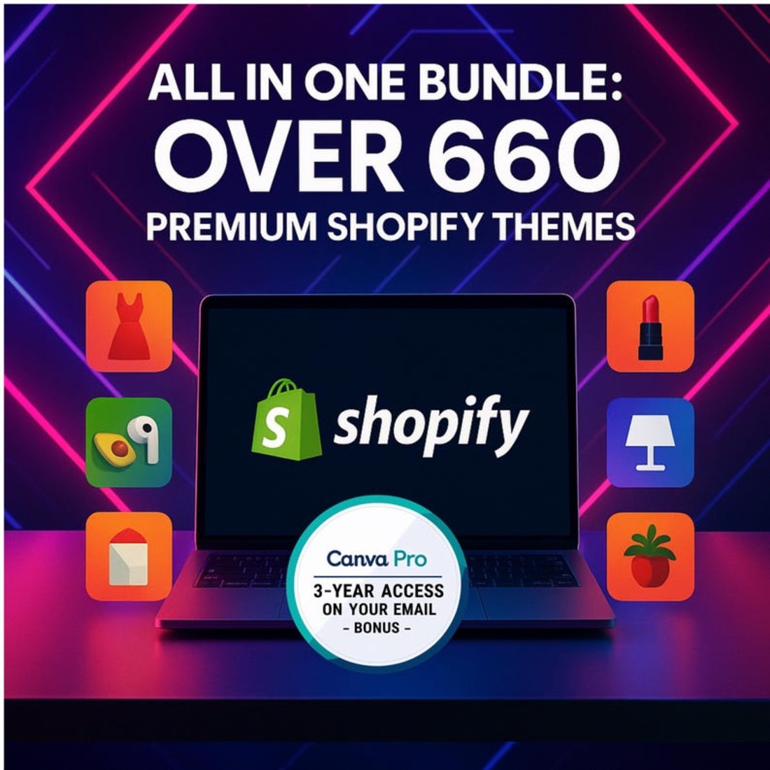 Shopify Template, Premium Shopify Themes Bundle, Shopify Template Pack, Store Templates, Shopify Theme Pack bundle preview image.