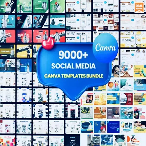 9000+ Social Media Canva Templates Bundle Resell Right Digital Product new cover image.