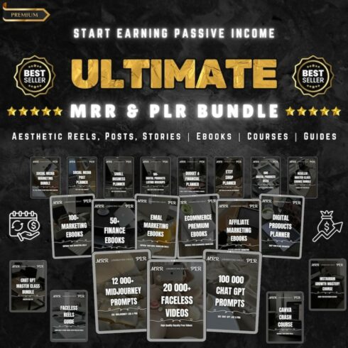 Ultimate MRR PLR Digital Products Bundle For Passive Income, Master Resell Rights, DFY Digital Products, Master Resell Rights Education cover image.