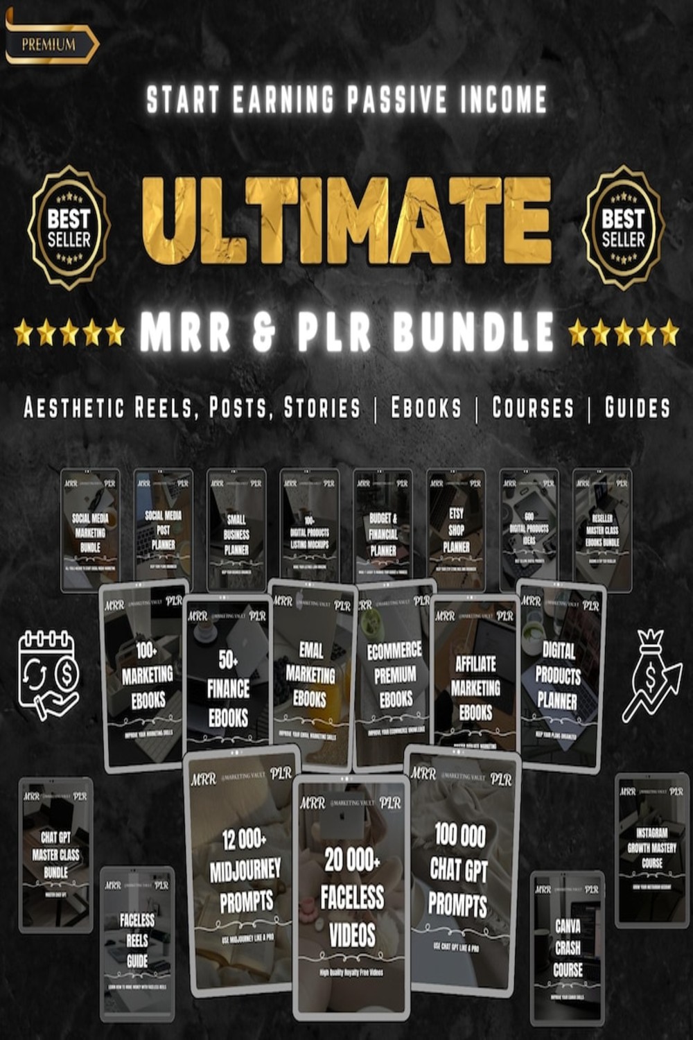 Ultimate MRR PLR Digital Products Bundle For Passive Income, Master Resell Rights, DFY Digital Products, Master Resell Rights Education pinterest preview image.