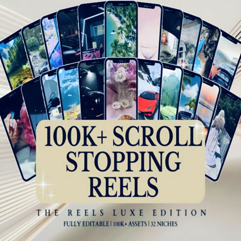 100,000 + Mega Reels Bundle MRR & PLR, 100,000+ Reel Master Library, Ultimate Creator Bundle for Instagram Reels YouTube Shorts and TikTok cover image.