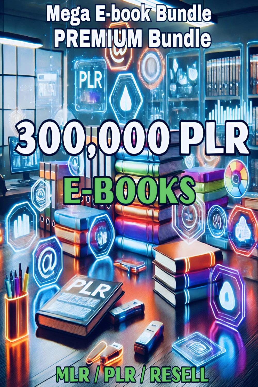 300,000+ PLR & MRR eBooks Bundle – Massive Digital Library for Entrepreneurs | Resell - Rebrand Rights Included, Mega Ebook Bundle PLR Books pinterest preview image.