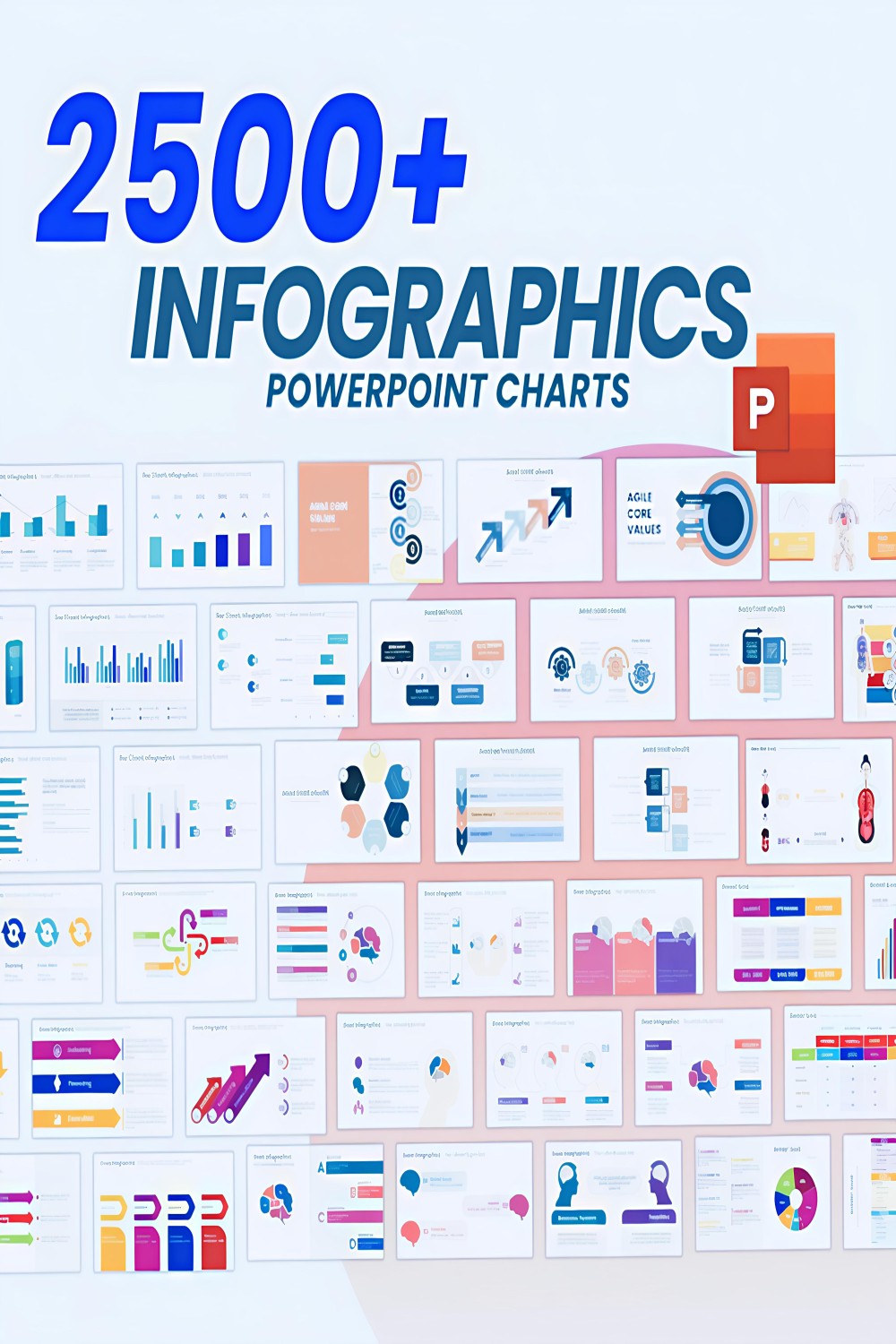 2500 PowerPoint Template Bundle Fully Editable Templates | Infographics PowerPoint Templates | Presentation Template Bundle pinterest preview image.