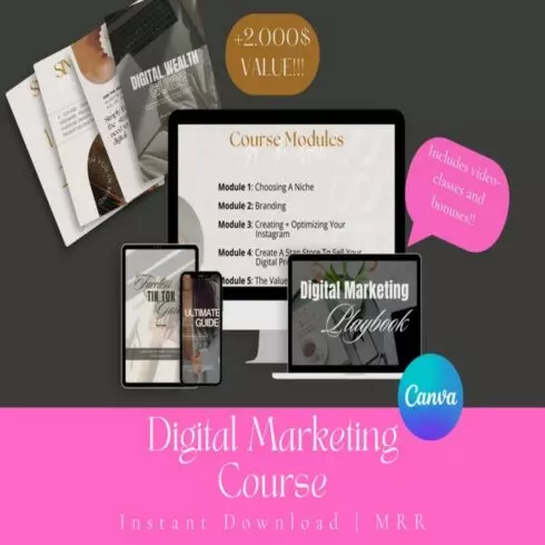 Digital Marketing Course for Beginners with MRR Master Resell Rights Digital Marketing BUNDLE to Resell Right cover image.