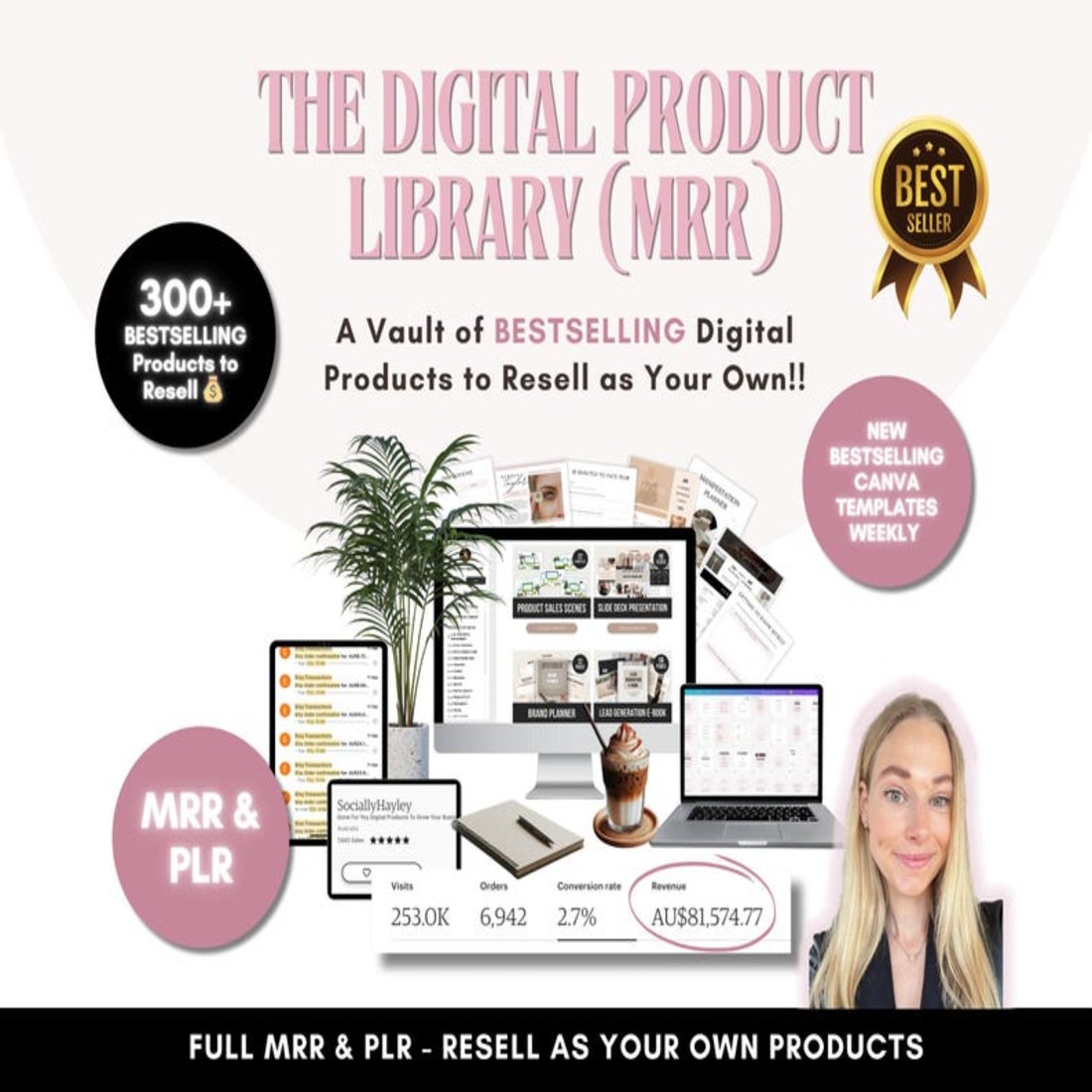 Bestsellers Canva Digital Products Library with Master-Resell-Rights (MRR) and Private Label Rights (PLR) to Sell on Etsy for Passive Income preview image.