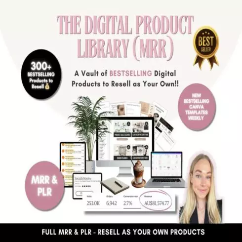 Bestsellers Canva Digital Products Library with Master-Resell-Rights (MRR) and Private Label Rights (PLR) to Sell on Etsy for Passive Income cover image.