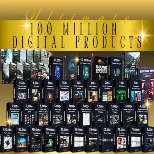 Digital Products Bundle Ideal for Passive Income, Millions of DFY Content, Featuring Private Label Rights & Master Resell Rights (MRR) (PLR) Bundle cover image.