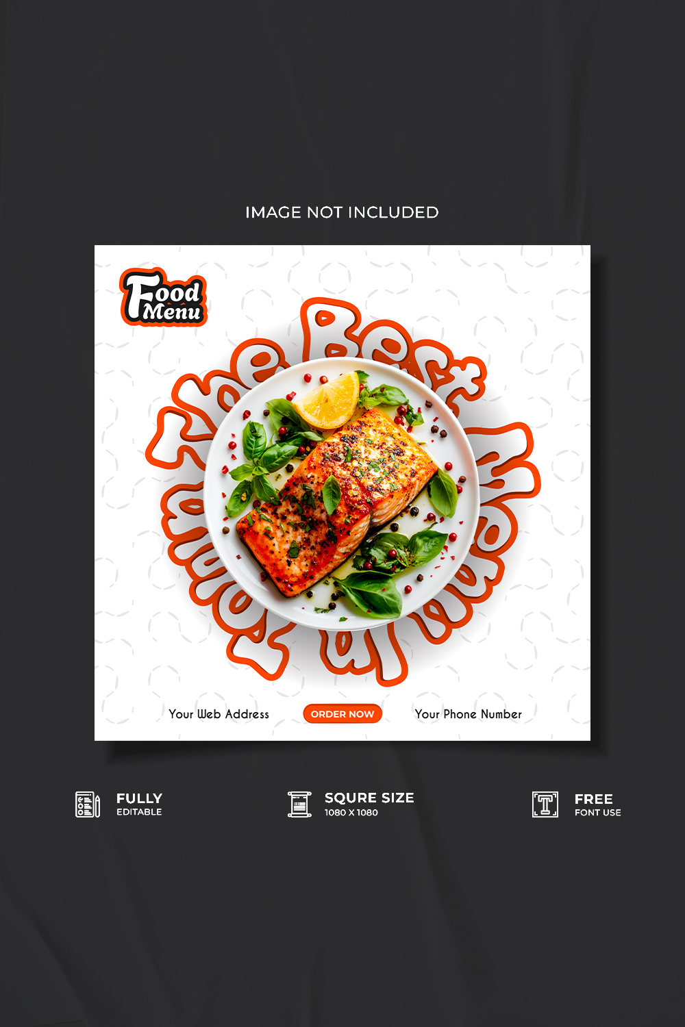 Restaurant food social media poster design pinterest preview image.