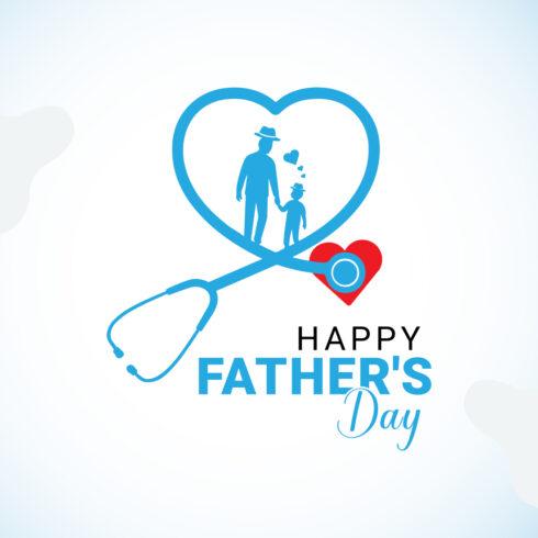 Father’s Day Medical Vector Set – Stethoscope Heart with Dad and Child Silhouette (AI, EPS, JPEG) cover image.