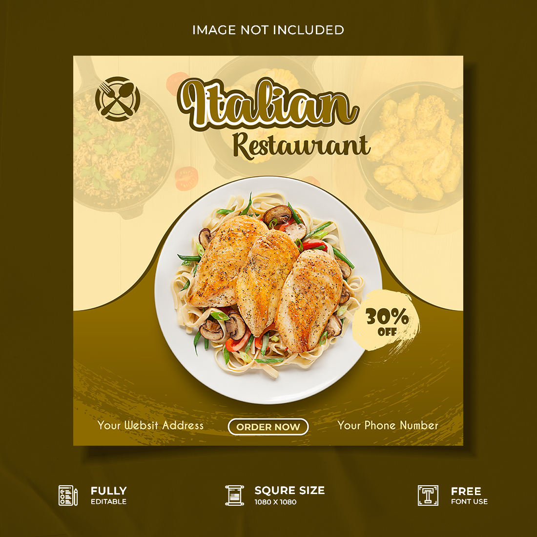 Italian restaurant food social media post design cover image.