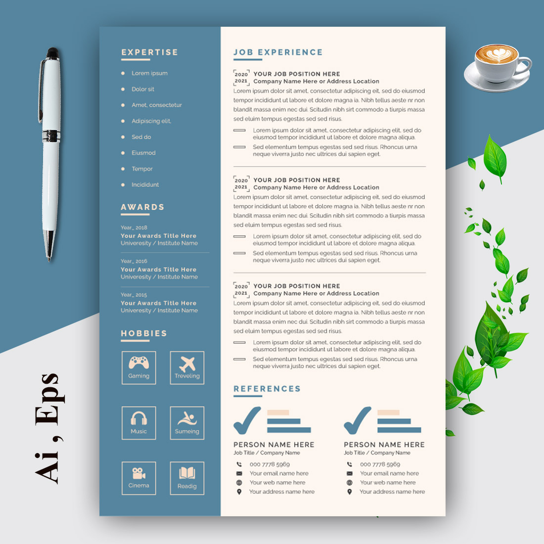 Clean and Professional Resume Layout preview image.