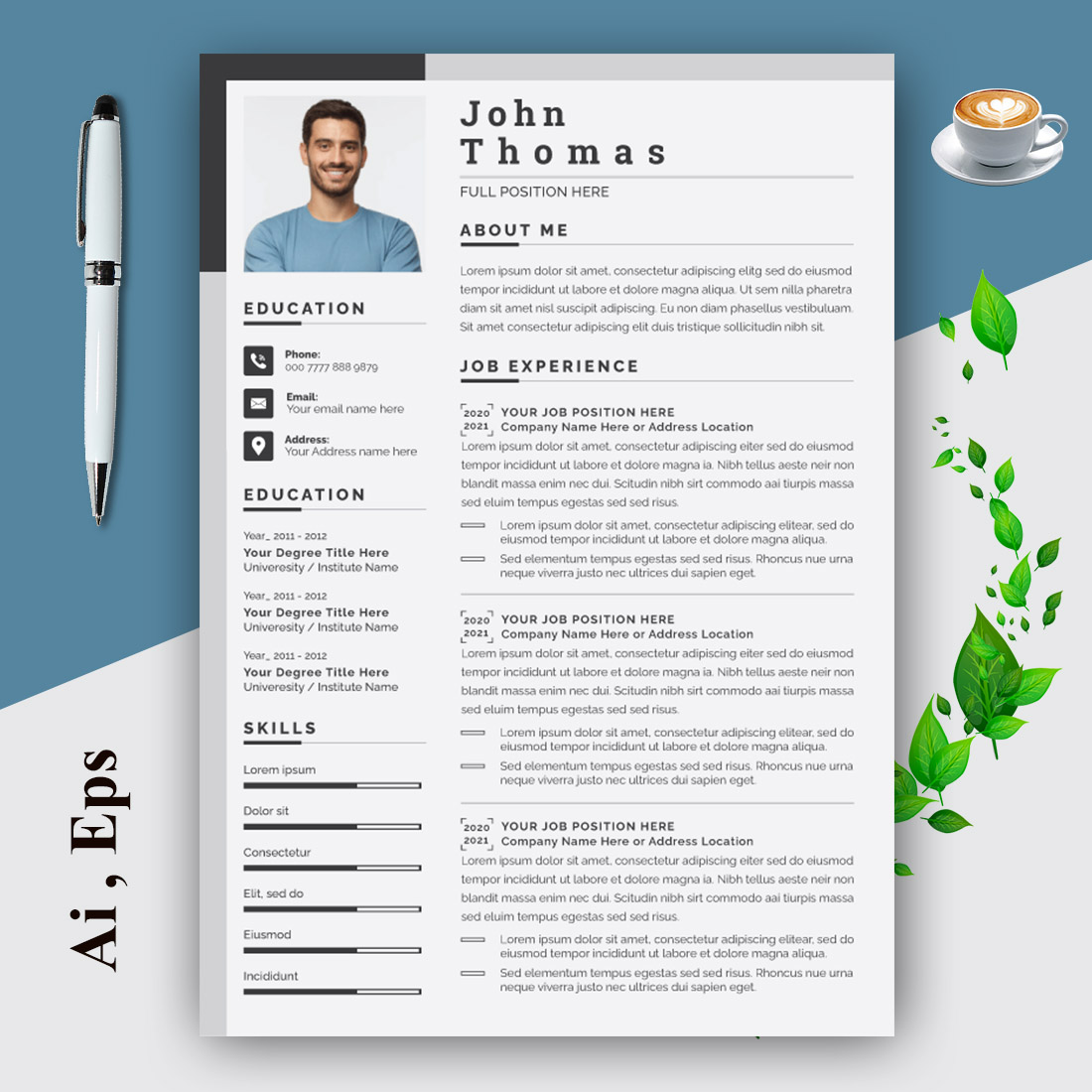 Resume and Cover Letter Layouts with Gray Sidebar cover image.
