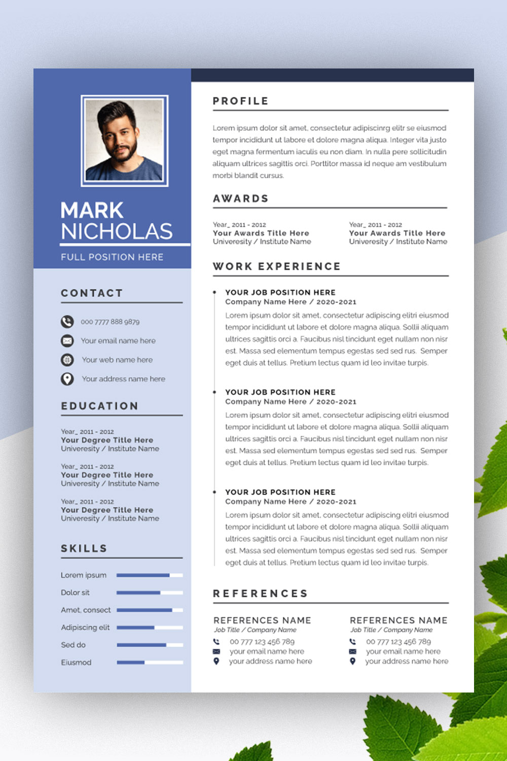 Modern Resume Template pinterest preview image.