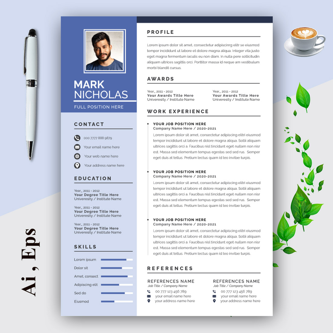 Modern Resume Template cover image.
