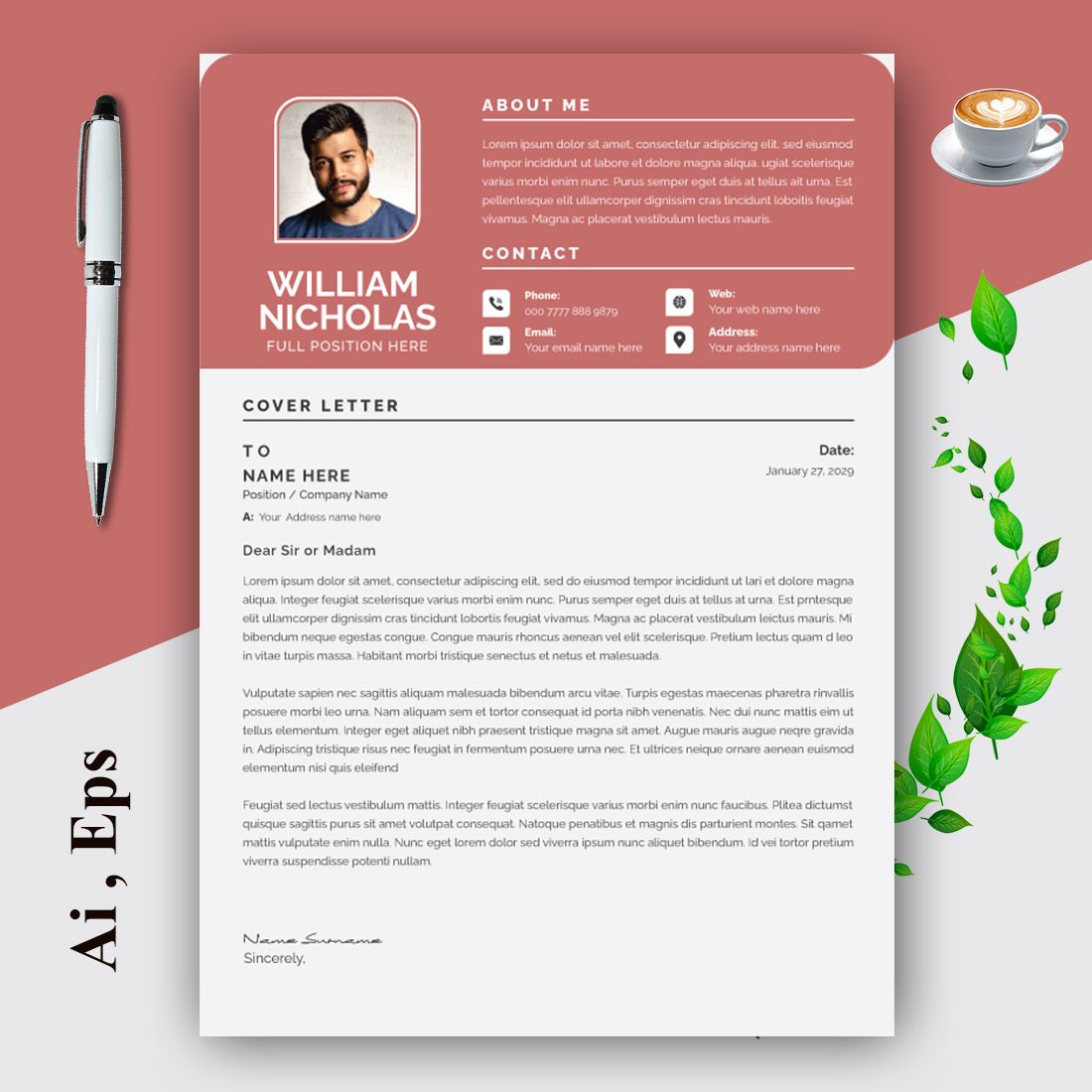 Minimal Resume and Cover Letter preview image.