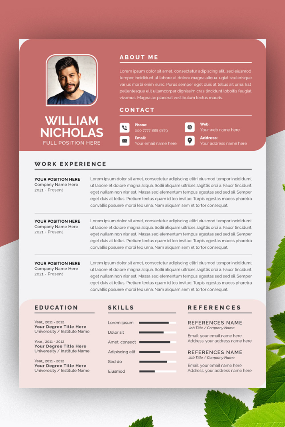 Minimal Resume and Cover Letter pinterest preview image.