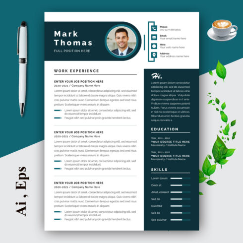 Modern Resume Template Layout cover image.