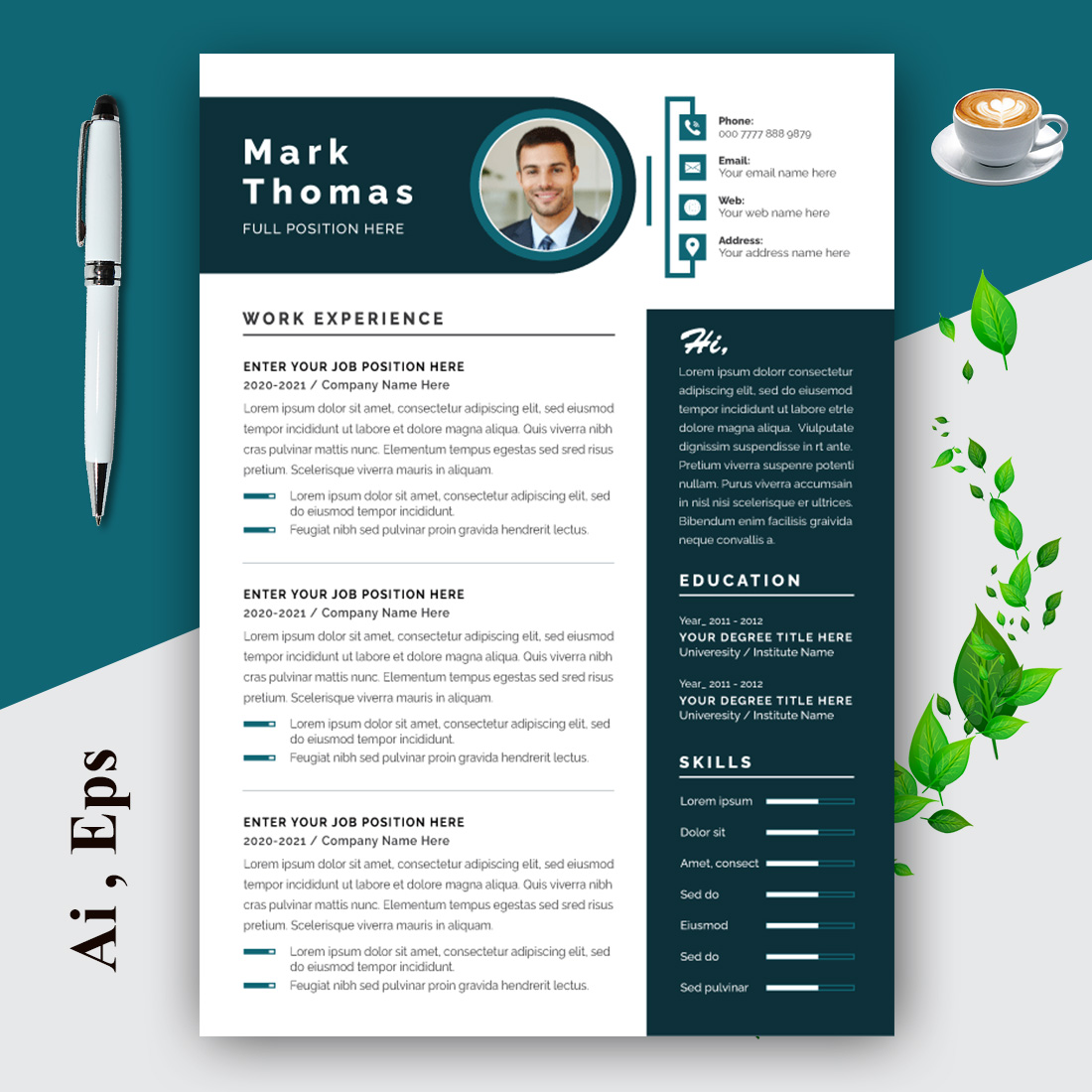 Modern Resume Template Layout cover image.