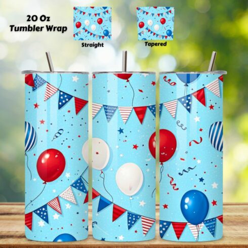 4th Of July Grill Party Seamless Tumbler Wrap - 3D BBQ with Patriotic Accents, 3D Floral Patriotic Tumbler Wrap, 20oz Skinny Sublimation Design, American Flag Floral Art, Independence Day Tumbler Wrap, Fourth of July Floral Gift, USA Patriotic Flower Wrap cover image.