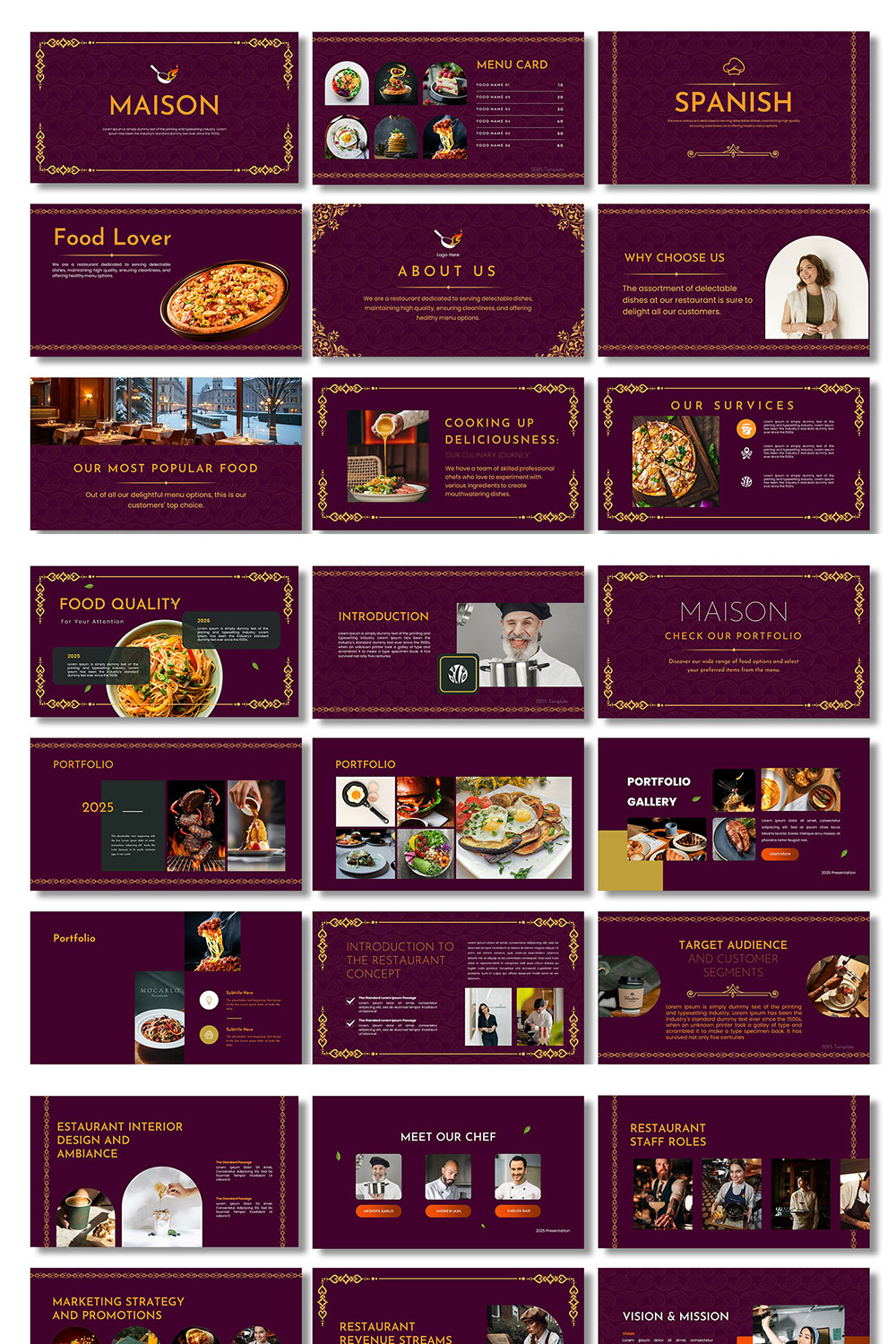 Restaurant Google Slide Presentation pinterest preview image.