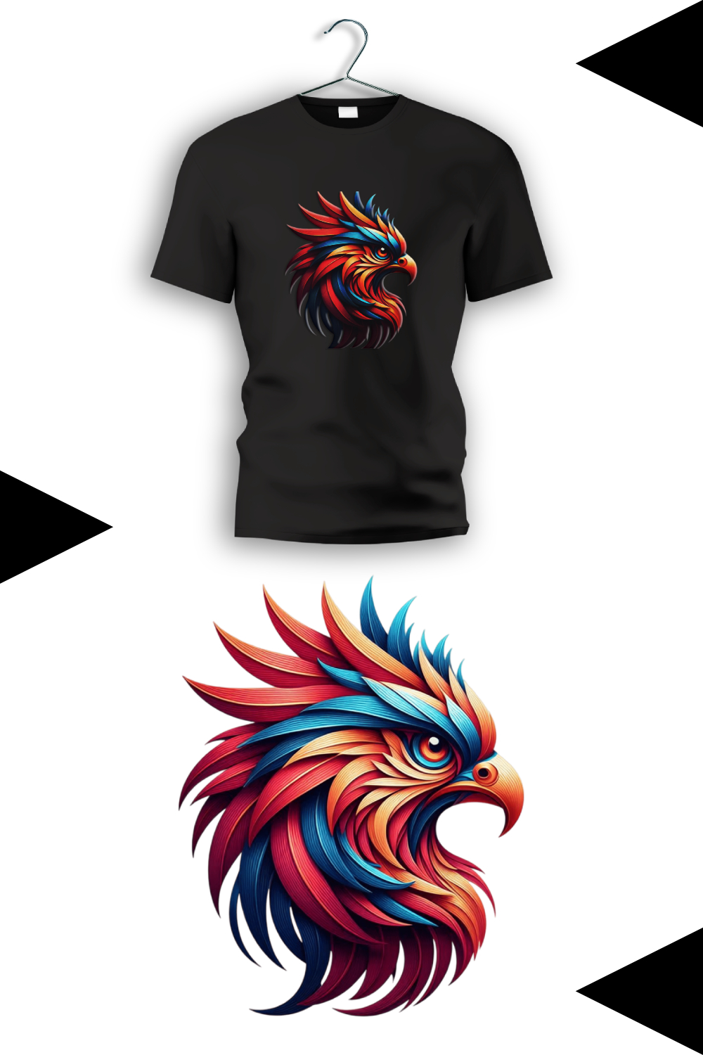 Colorful Eagle Head T Shirt Design pinterest preview image.