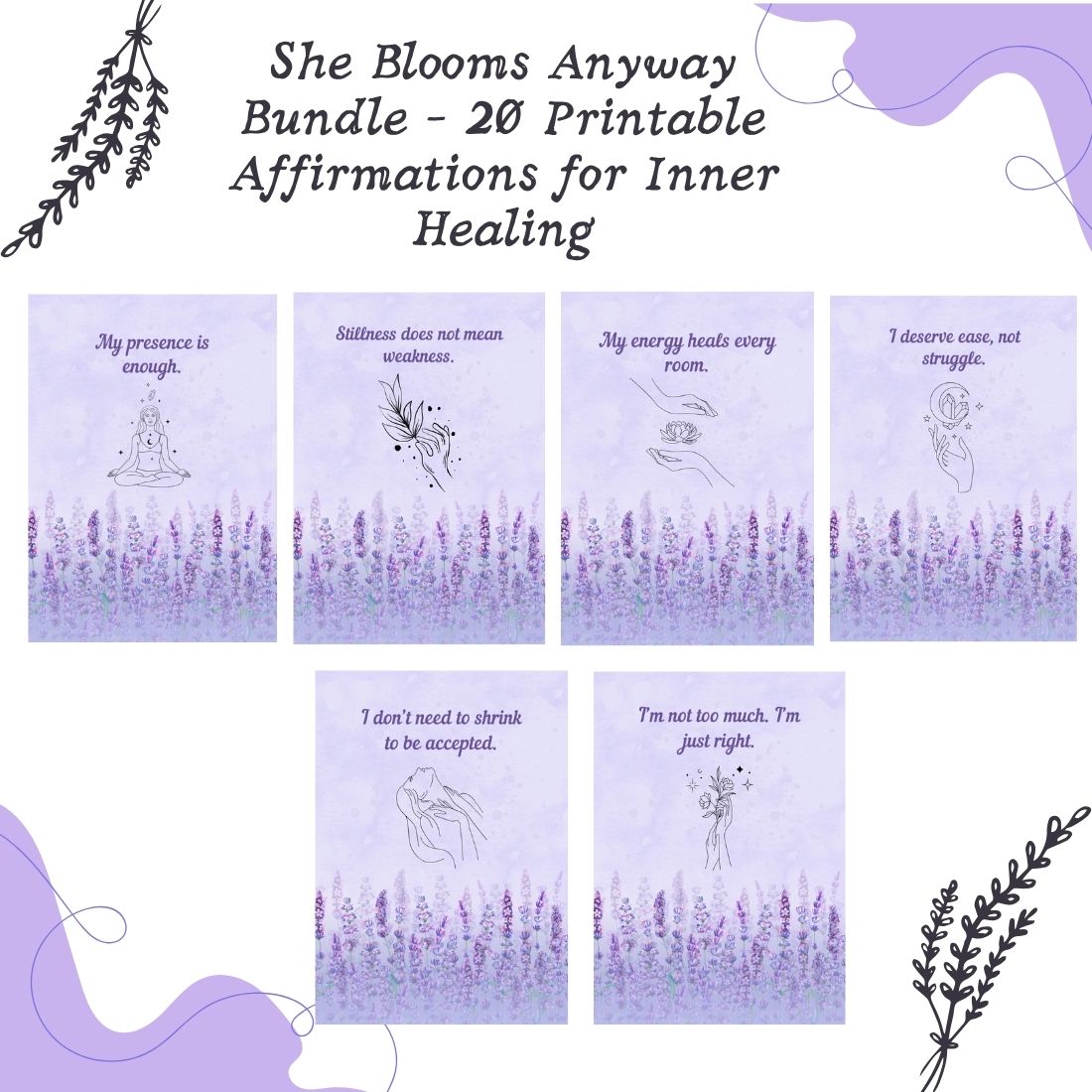 The Sacred Self Bundle – 20 Printable Feminine Energy Quotes cover image.