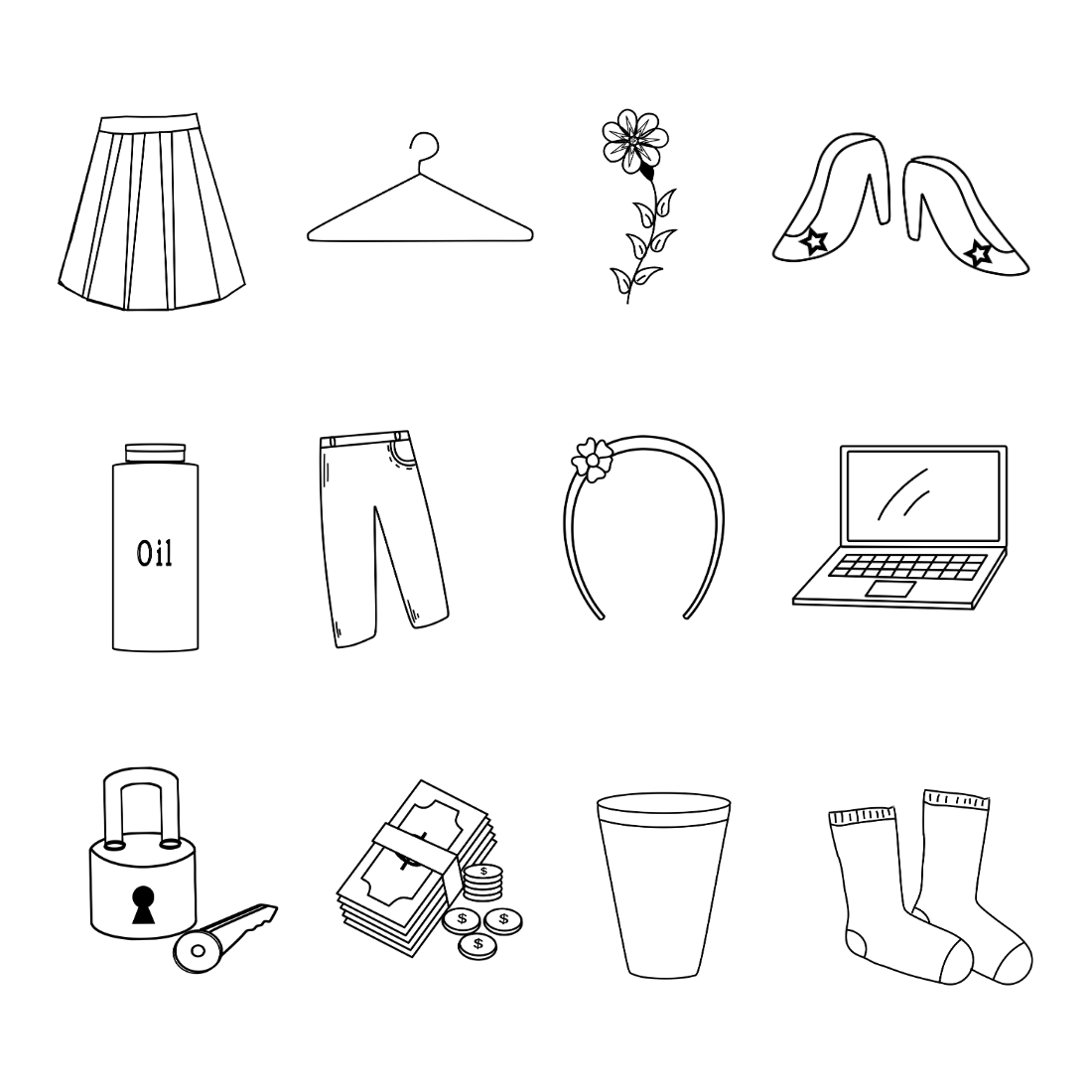 Everyday Items Clipart preview image.