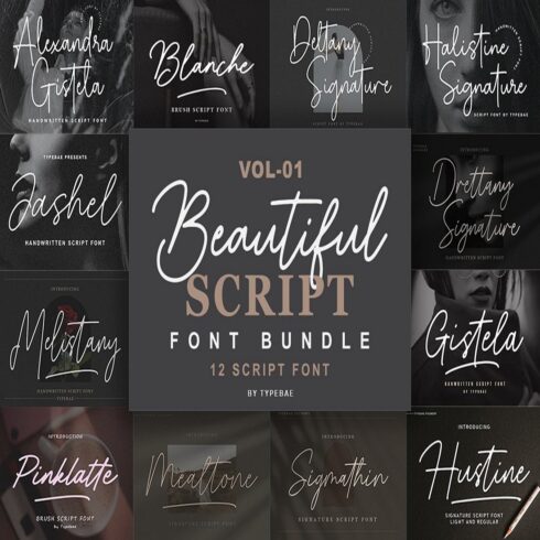 Beautiful Script Font Bundle Vol 1 cover image.