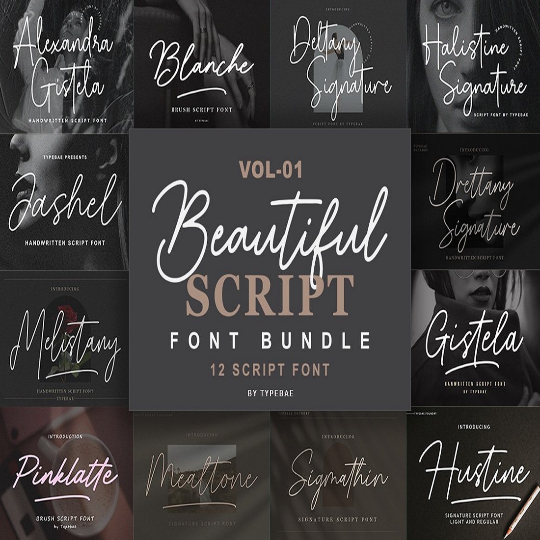 Beautiful Script Font Bundle Vol 1 preview image.