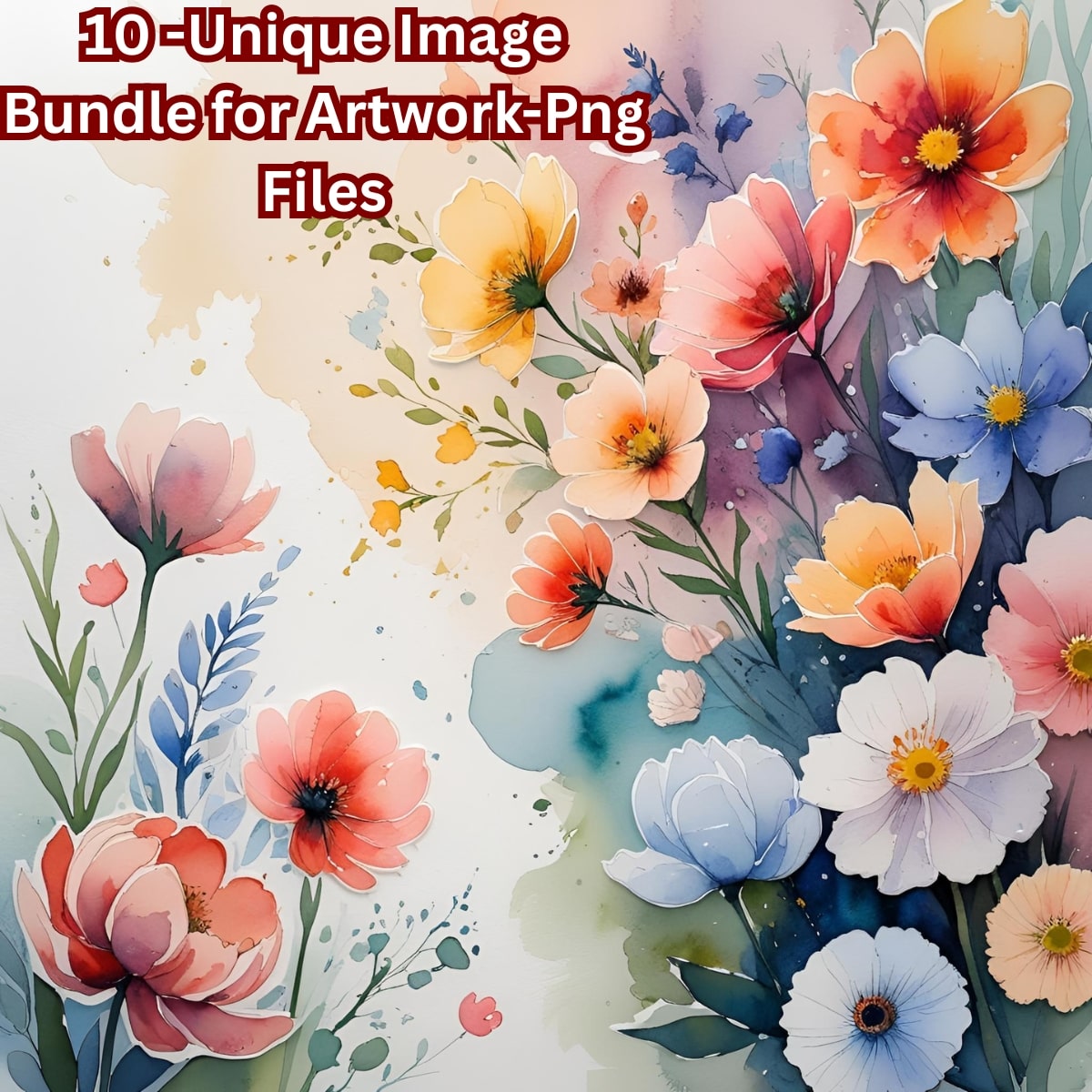 Watercolor Flower Master Bundle preview image.