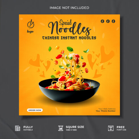 Chinese restaurant noodles food social media post design cover image.