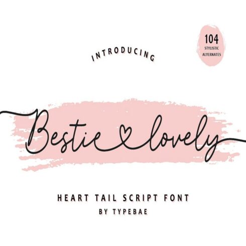 Bestie Lovely - Tailed Script Font cover image.