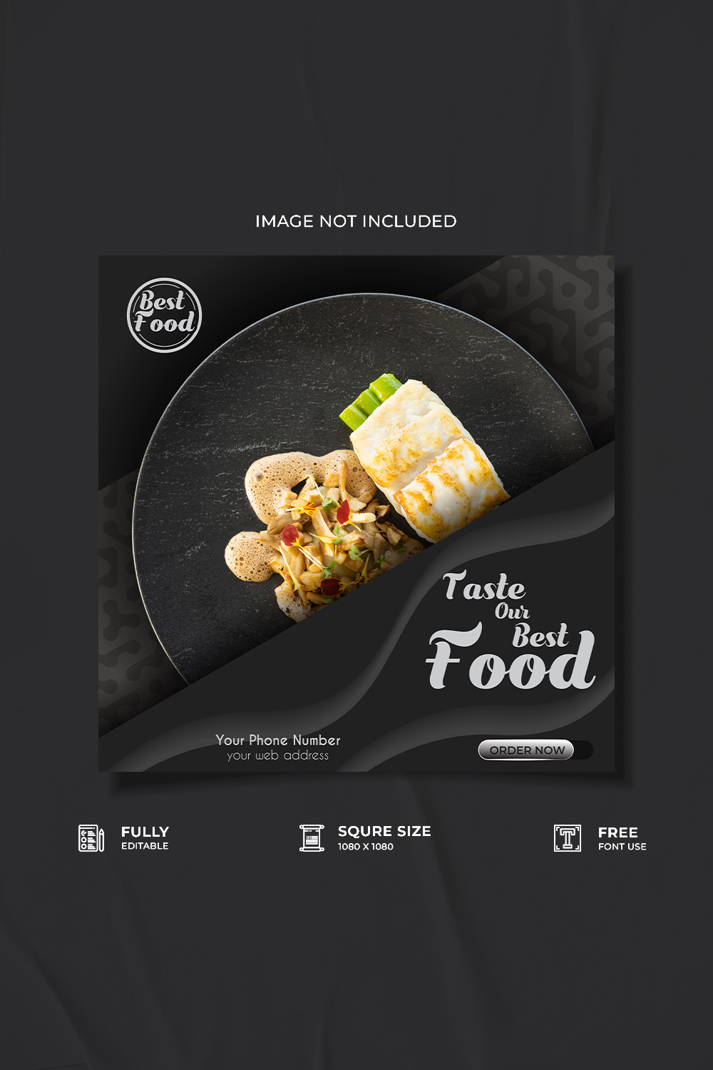 Restaurant food menu social media poster design pinterest preview image.