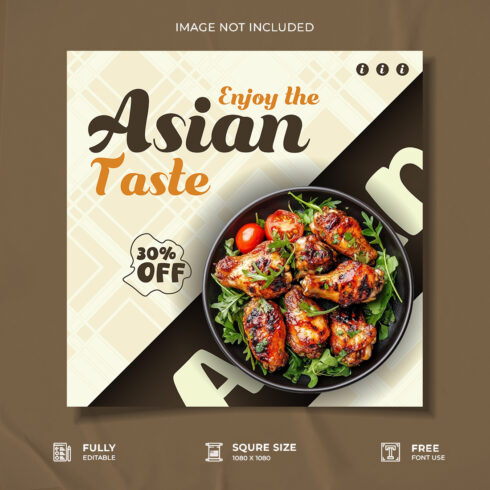 Asian food promotional food social media poster template cover image.