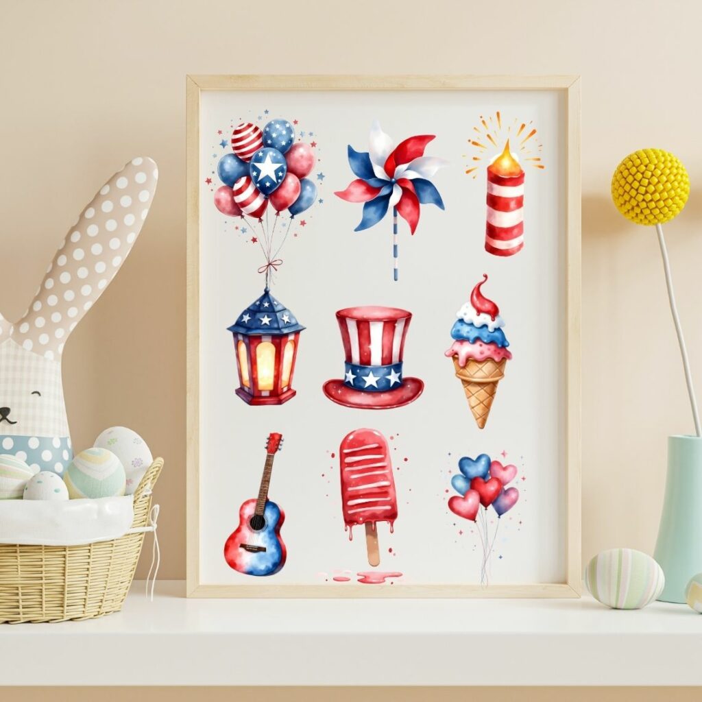 113 Editable Watercolor 4th of July Clipart Bundle | Patriotic Summer ...