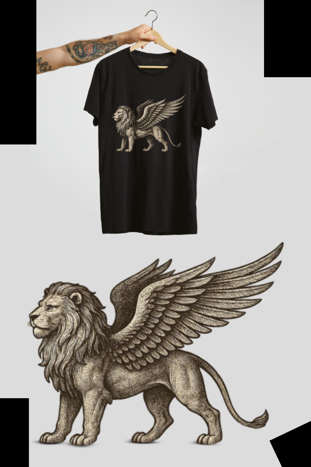 Lion T-Shirt & Logo Design Template | Bold & Majestic Artwork pinterest preview image.