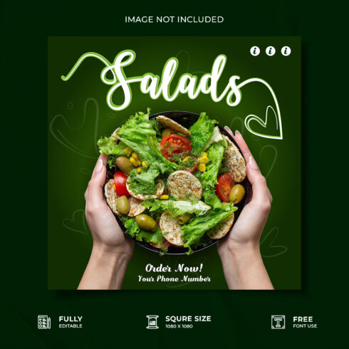 Restaurant food salad promotional web media template cover image.