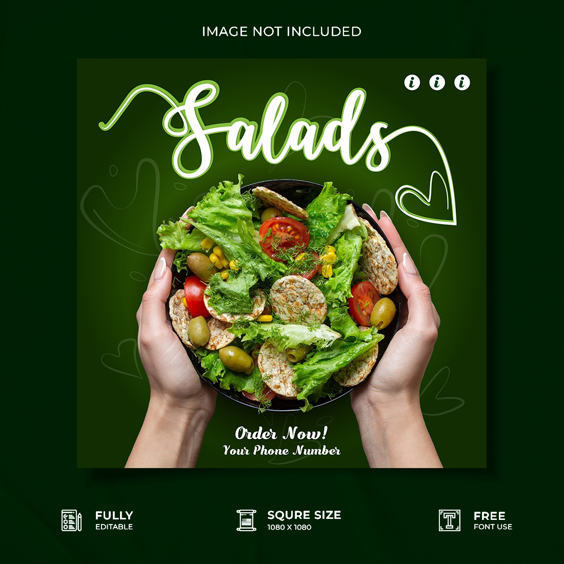 Restaurant food salad promotional web media template cover image.