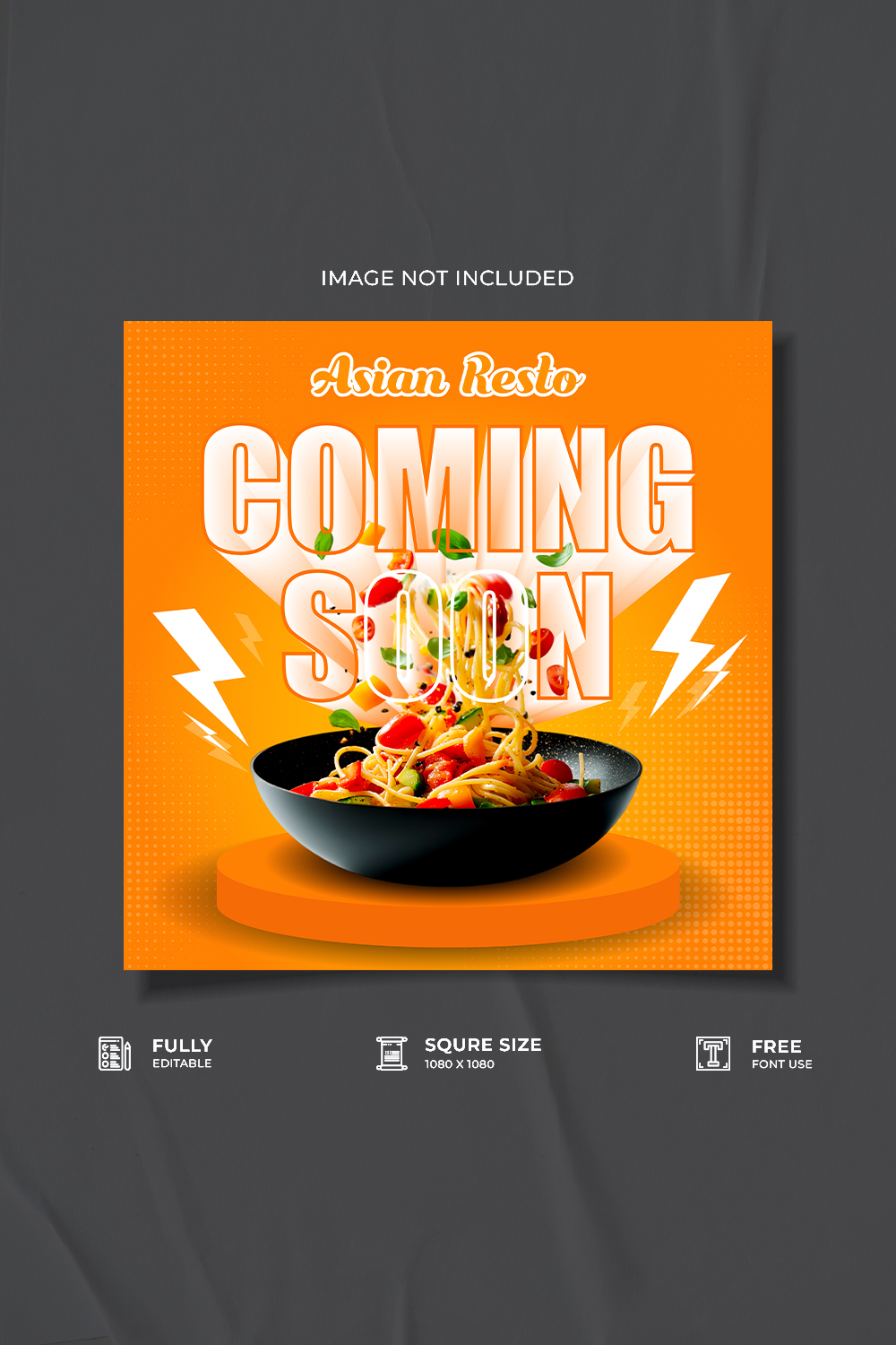 Coming soon restaurant new food social media post design pinterest preview image.
